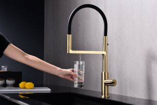 Смеситель для кухни Paulmark Tornado To213402-SBG светлое брашированное золото